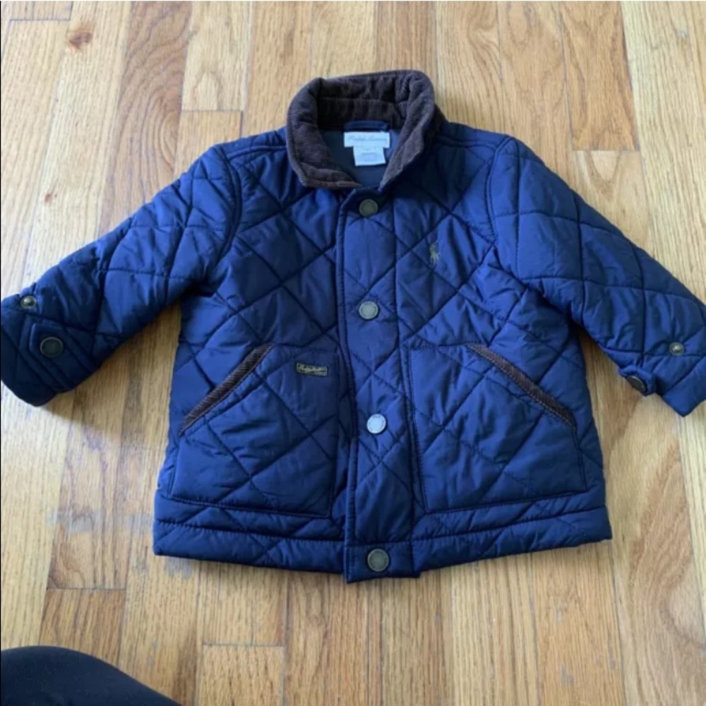Polo Ralph Lauren Boy’s Water Resistant Down And Corduroy Coat Navy 9 months